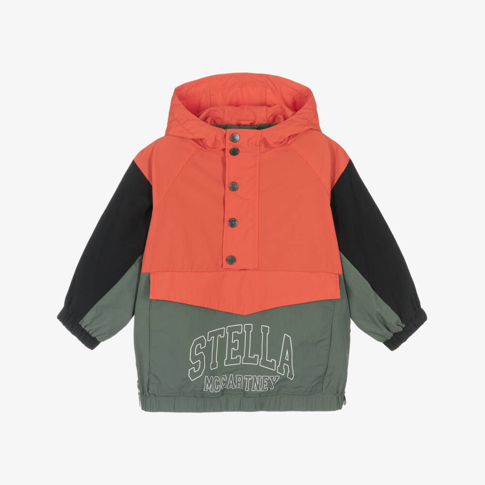 Stella McCartney Kids-Boys Orange & Green Windbreaker Jacket | Childrensalon Outlet