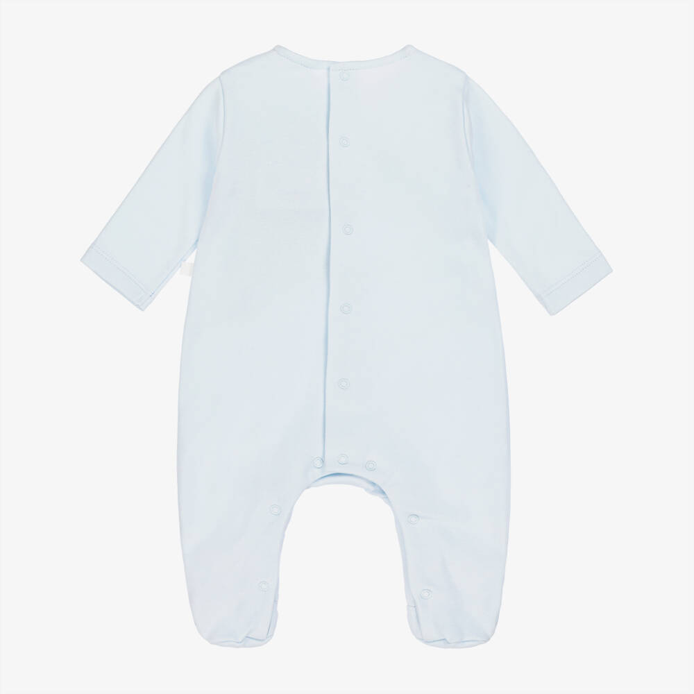 Laranjinha-Boys Pale Blue Cotton Babygrow with Bib Collar | Childrensalon Outlet
