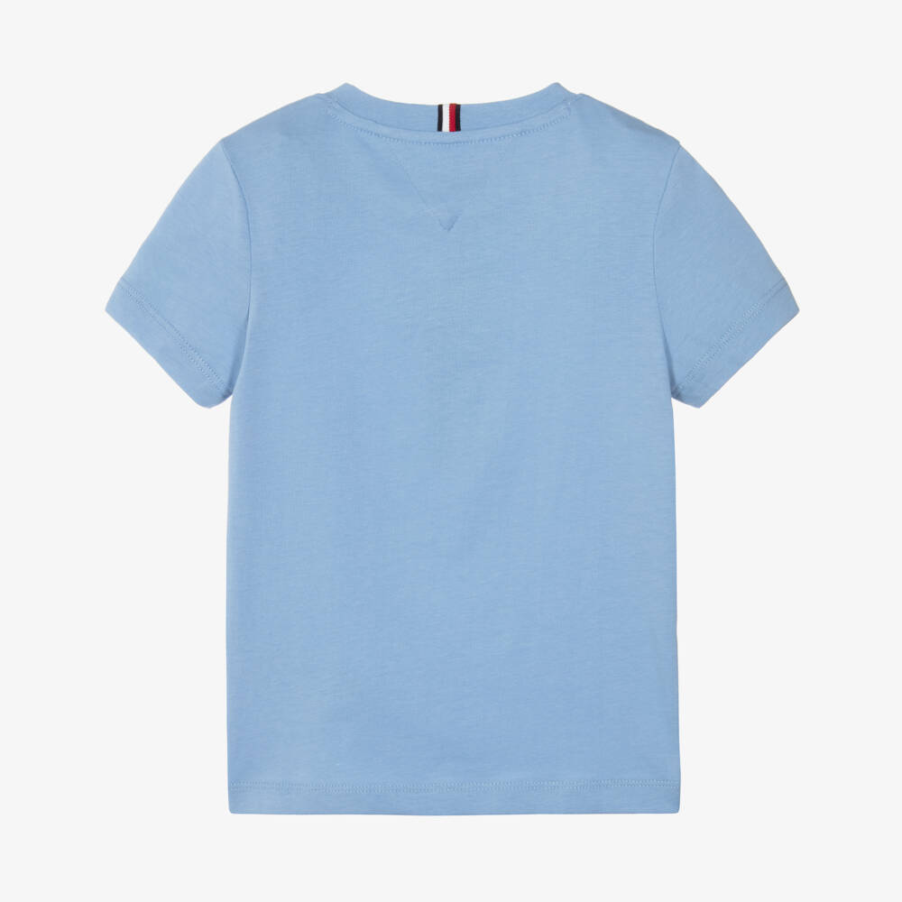 Tommy Hilfiger-Boys Pale Blue Cotton Flag Logo T-Shirt | Childrensalon Outlet