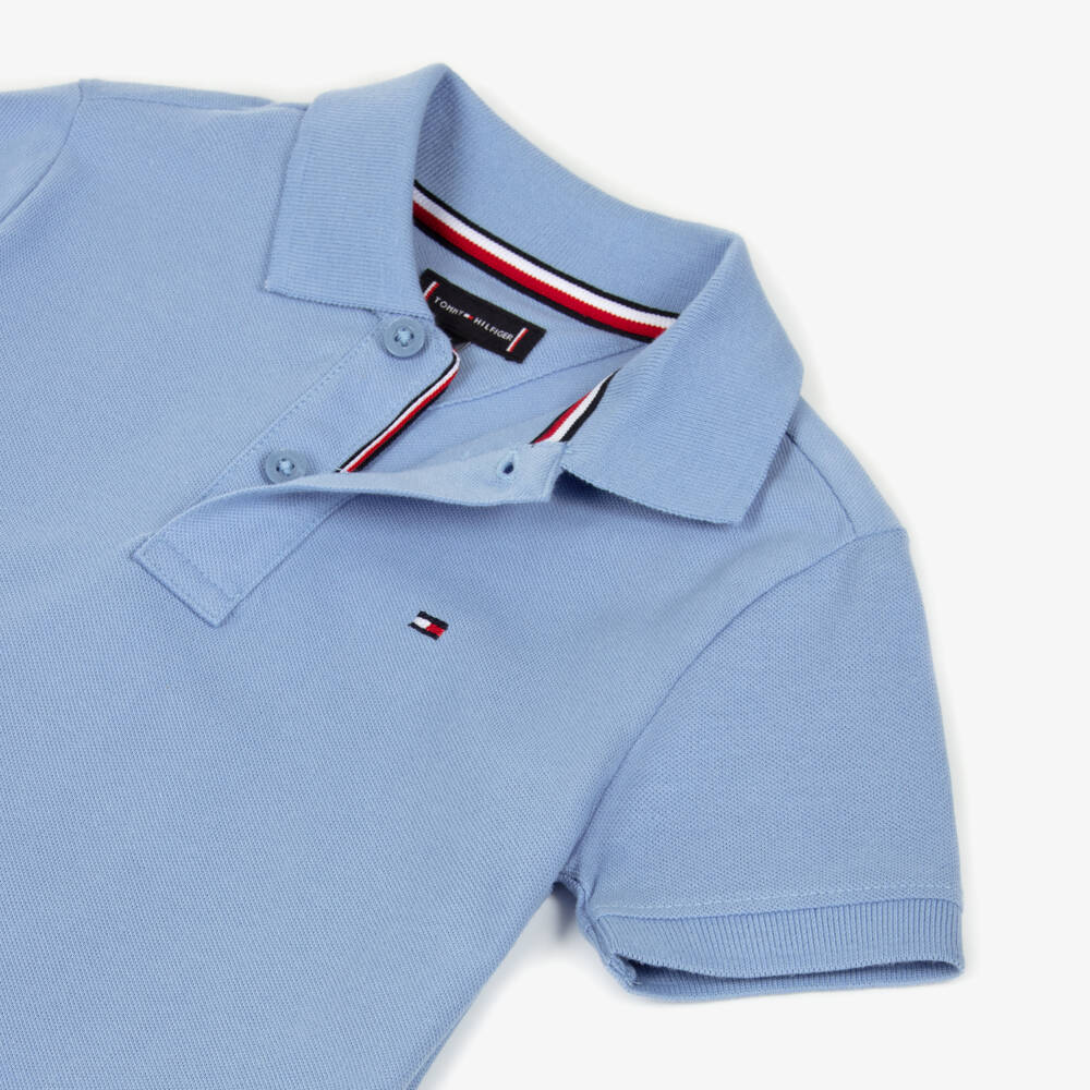 Tommy Hilfiger-Boys Pale Blue Cotton Piqué Flag Logo Polo Shirt | Childrensalon Outlet