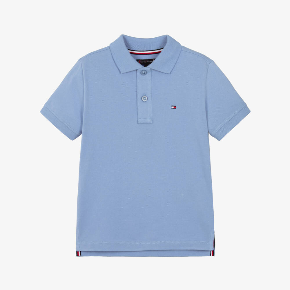 Tommy Hilfiger-Boys Pale Blue Cotton Piqué Flag Logo Polo Shirt | Childrensalon Outlet