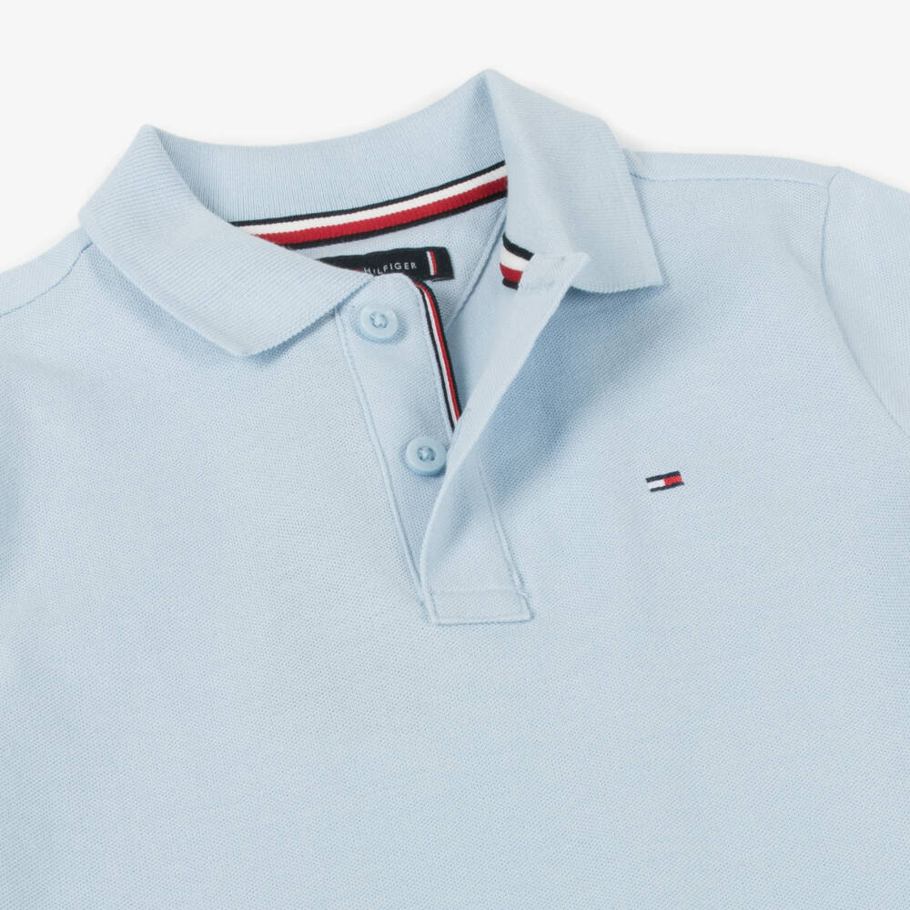 Tommy Hilfiger-Boys Pale Blue Cotton Polo Shirt | Childrensalon Outlet