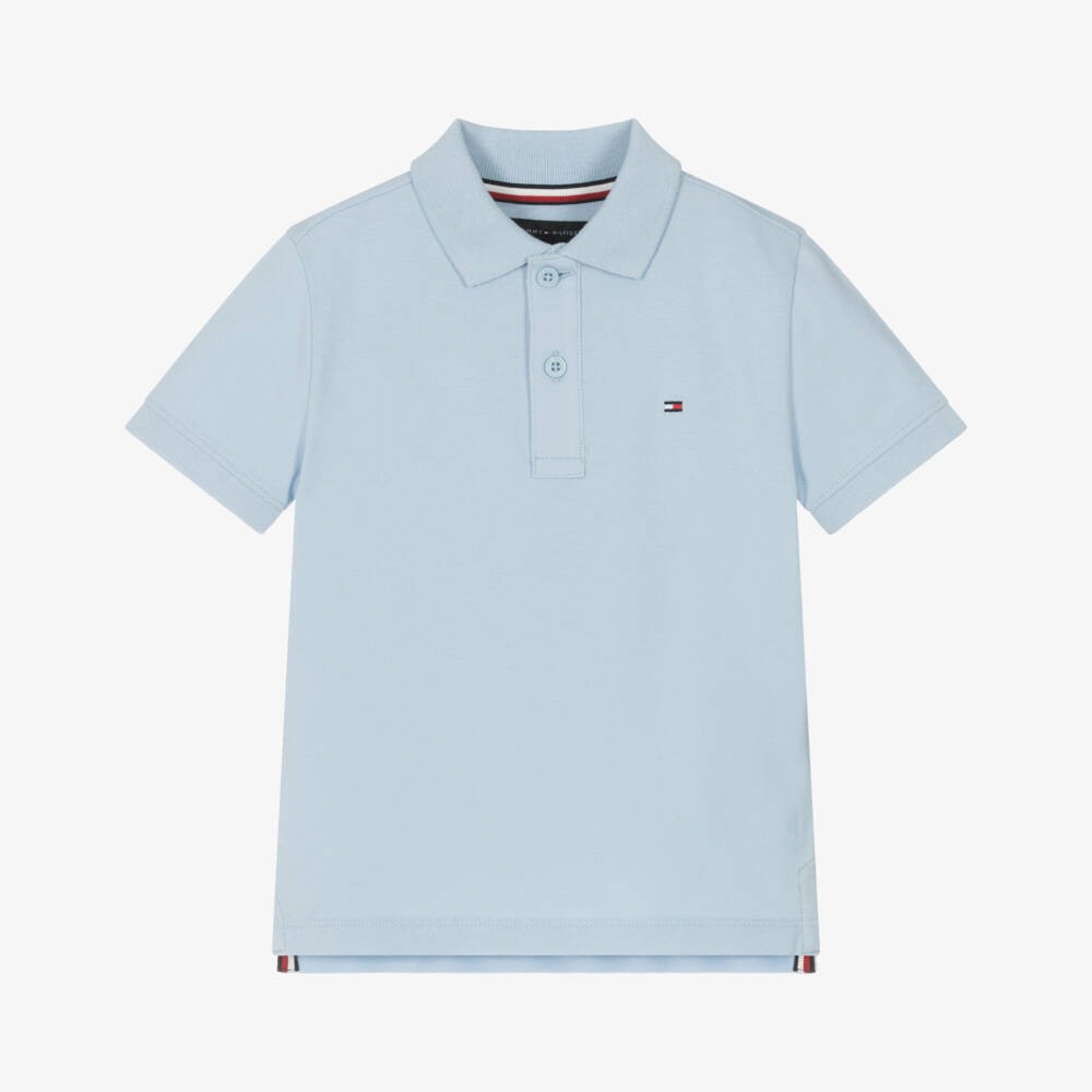 Tommy Hilfiger-Boys Pale Blue Cotton Polo Shirt | Childrensalon Outlet