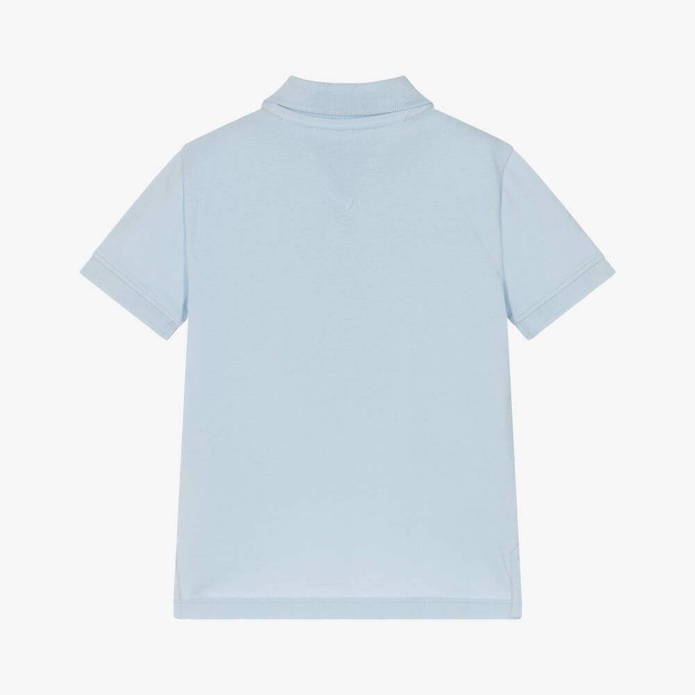 Tommy Hilfiger-Boys Pale Blue Cotton Polo Shirt | Childrensalon Outlet