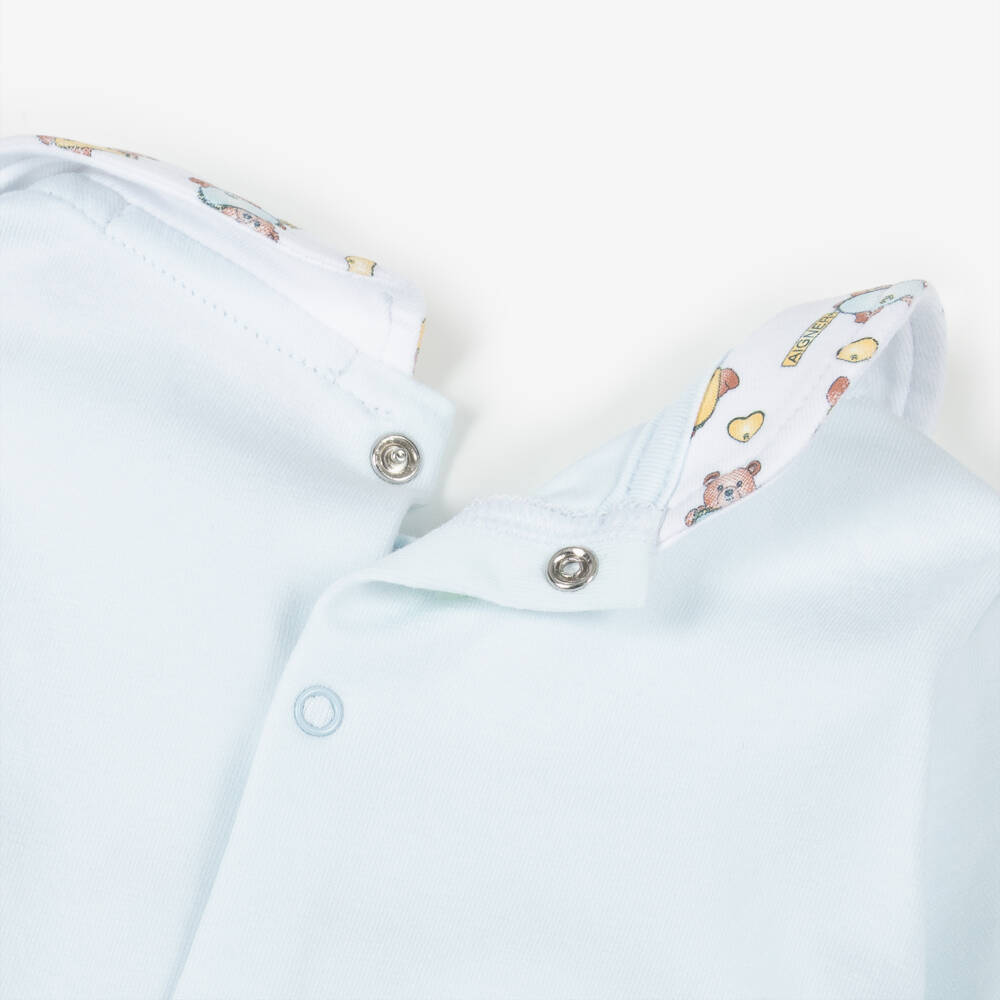 AIGNER-Boys Pale Blue Pima Cotton Teddy Babygrow | Childrensalon Outlet