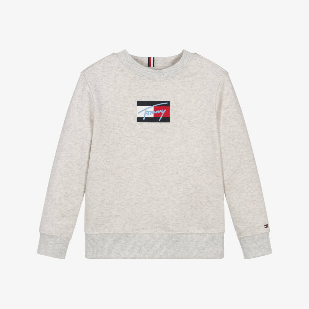 Tommy Hilfiger-سويت شيرت قطني رمادي للأولاد | Childrensalon Outlet