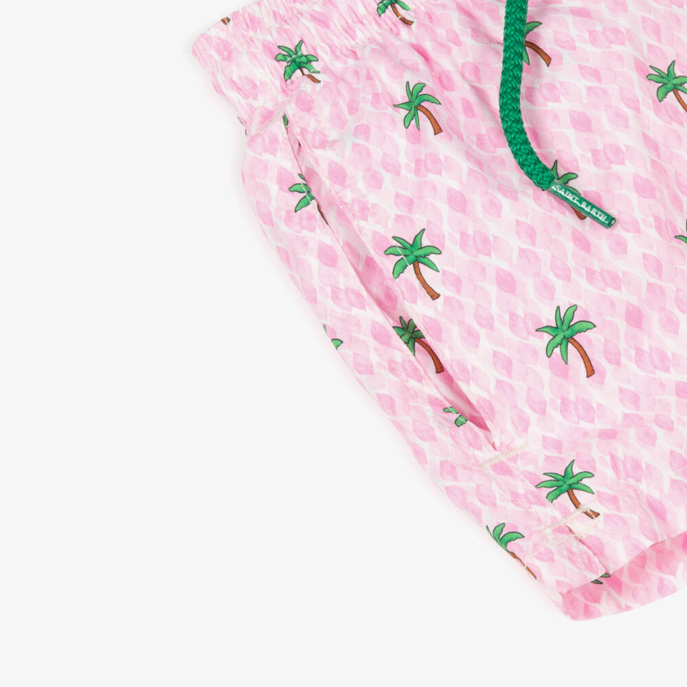 MC2 Saint Barth-Boys Pink Palm Tree Print Swim Shorts | Childrensalon Outlet