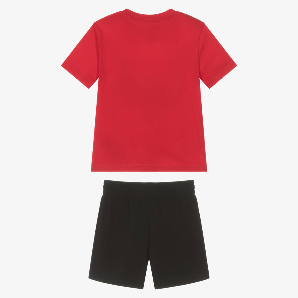 Nike-Boys Red & Black Swoosh Logo Shorts Set | Childrensalon Outlet