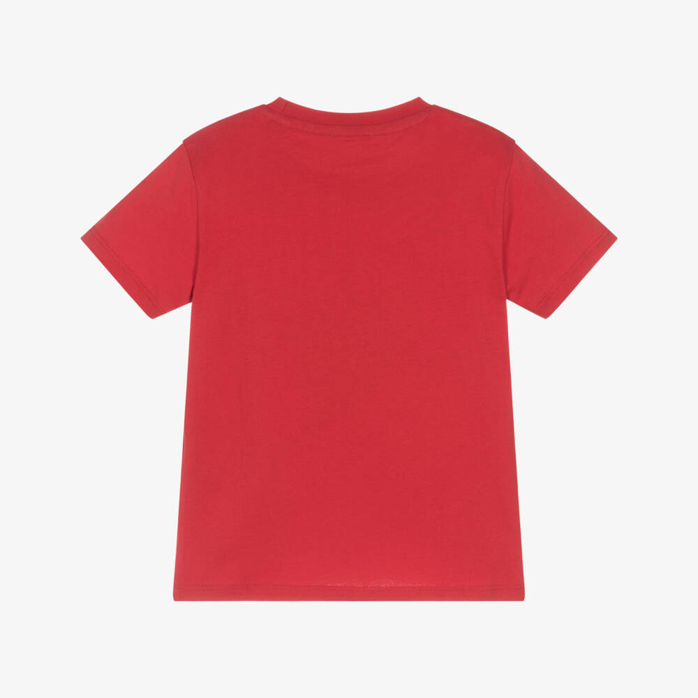 Guess-Boys Red Cotton Cartoon Logo T-Shirt | Childrensalon Outlet