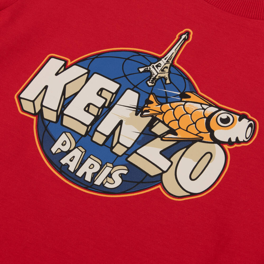 KENZO KIDS-Boys Red Cotton Cosmic Graphic T-Shirt | Childrensalon Outlet