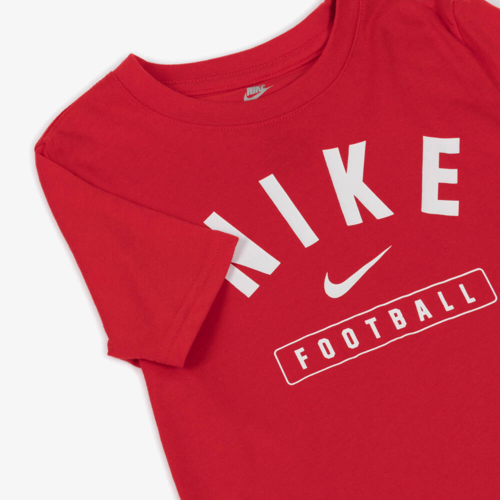 Nike-Boys Red Cotton Football Logo T-Shirt | Childrensalon Outlet