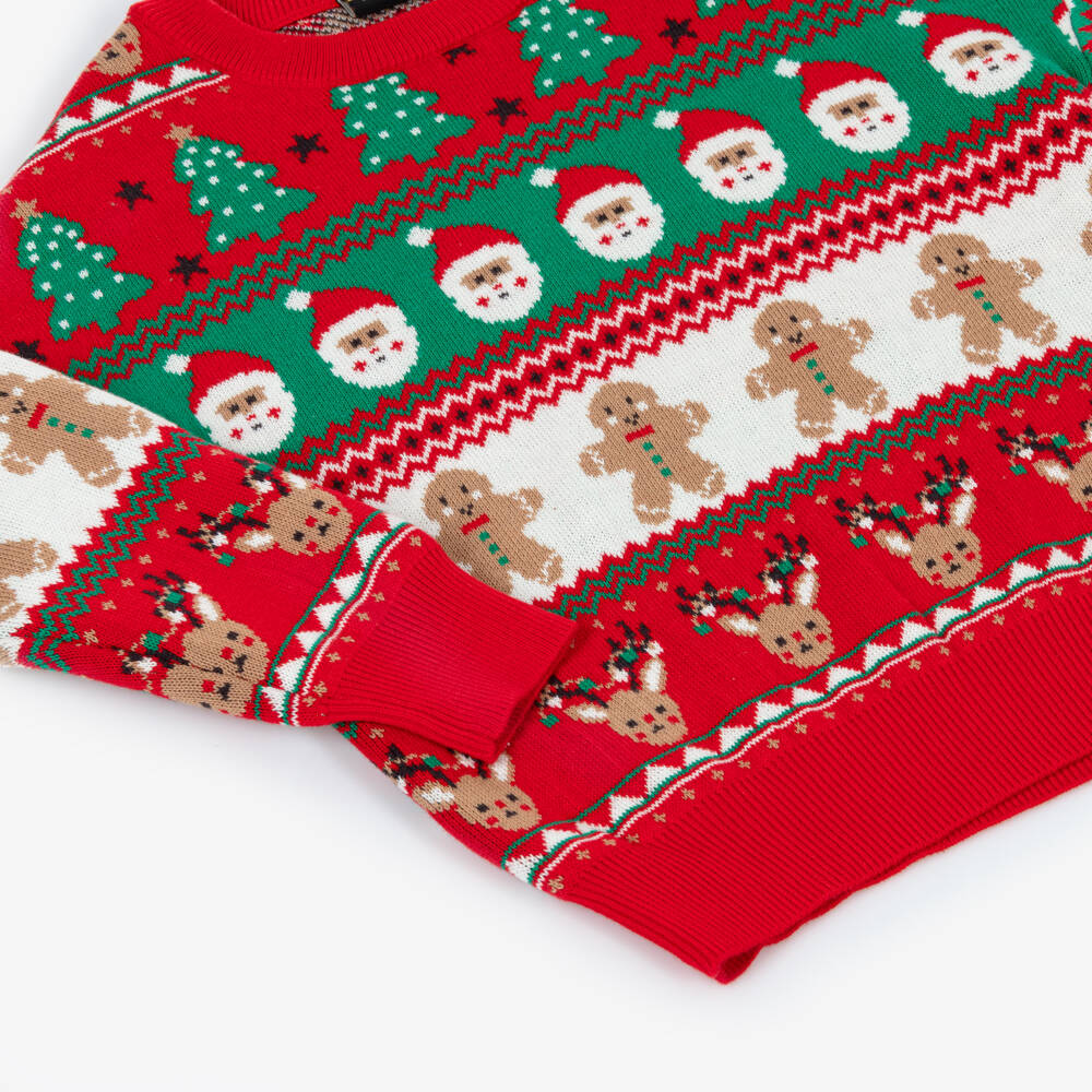 Rock Your Baby-Boys Red Cotton Knit Festive Fair Isle Sweater | Childrensalon Outlet