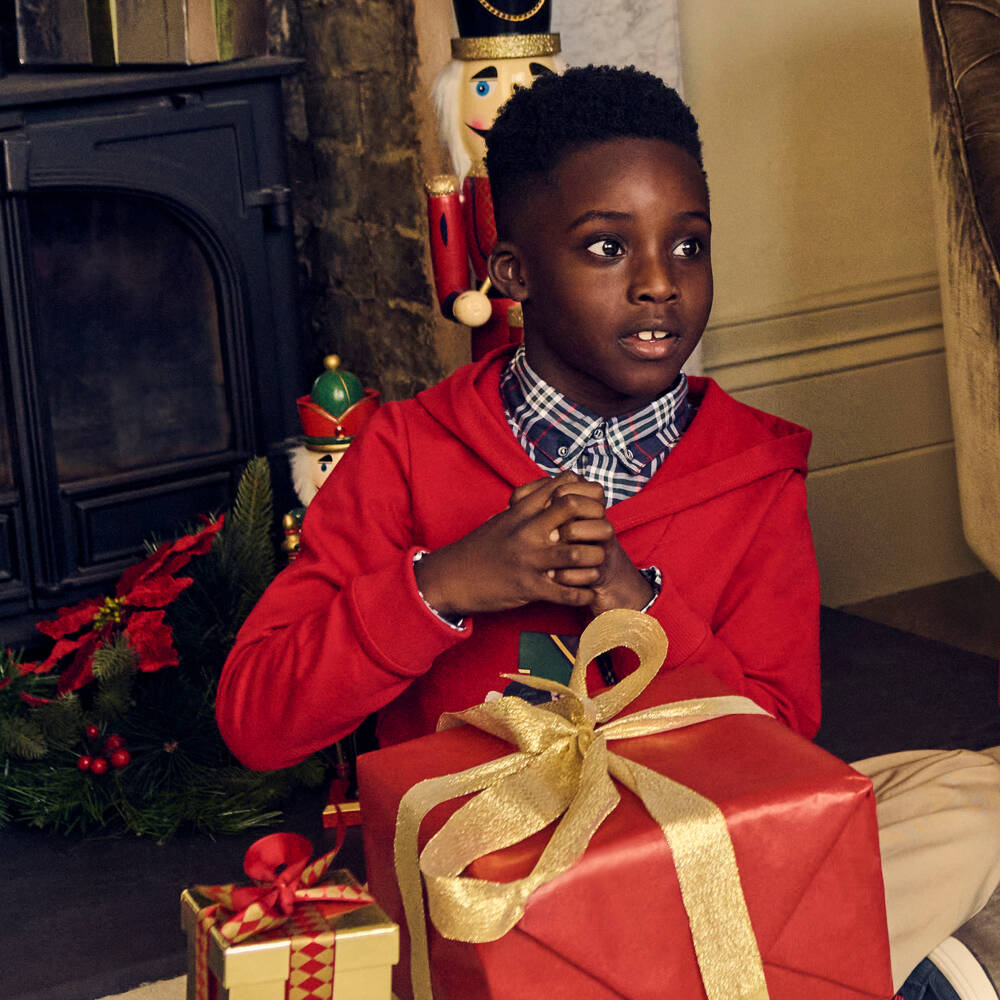 Lapin House-Boys Red Cotton Preppy Hoodie with Layered Look | Childrensalon Outlet