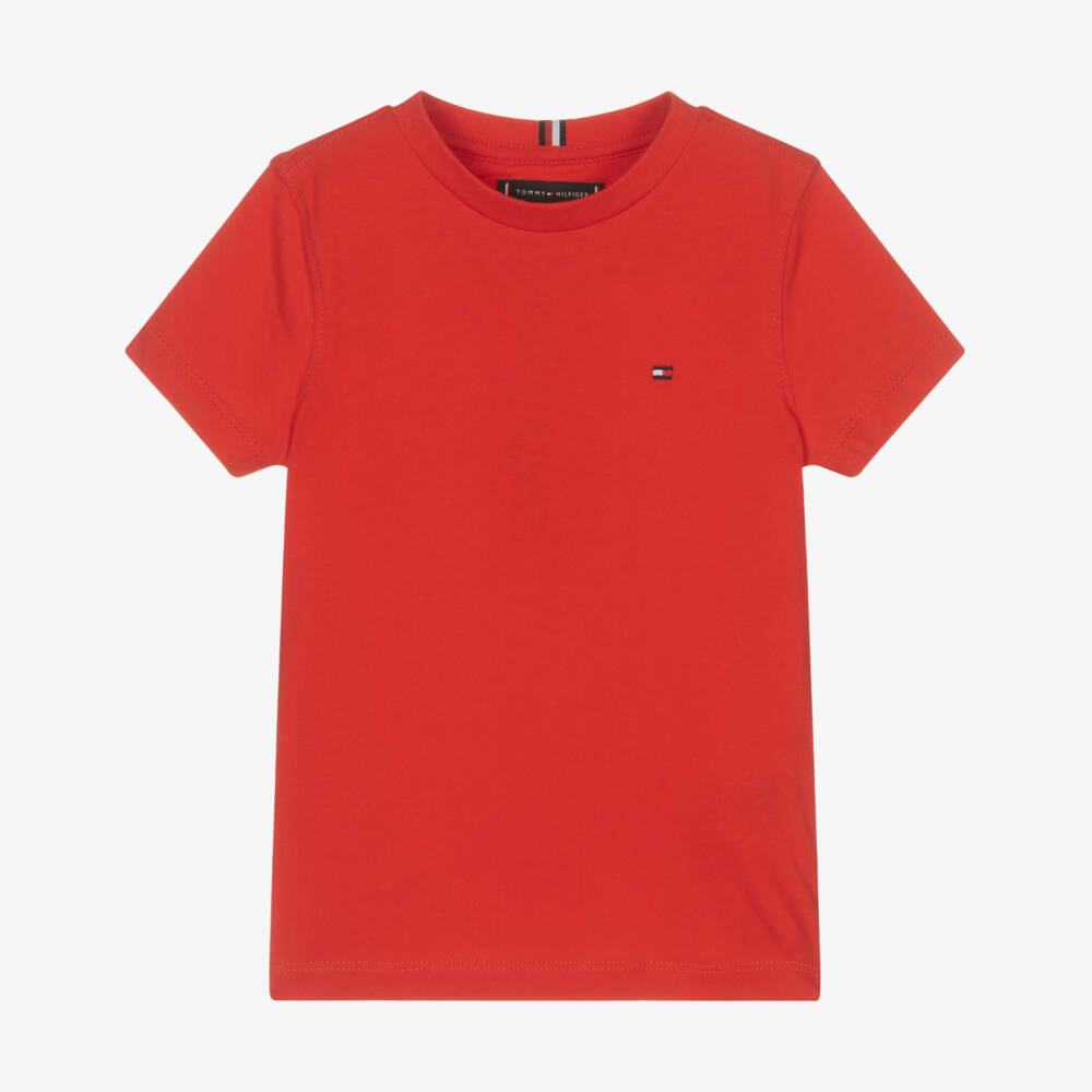 Tommy Hilfiger-Boys Red Cotton T-Shirt | Childrensalon Outlet