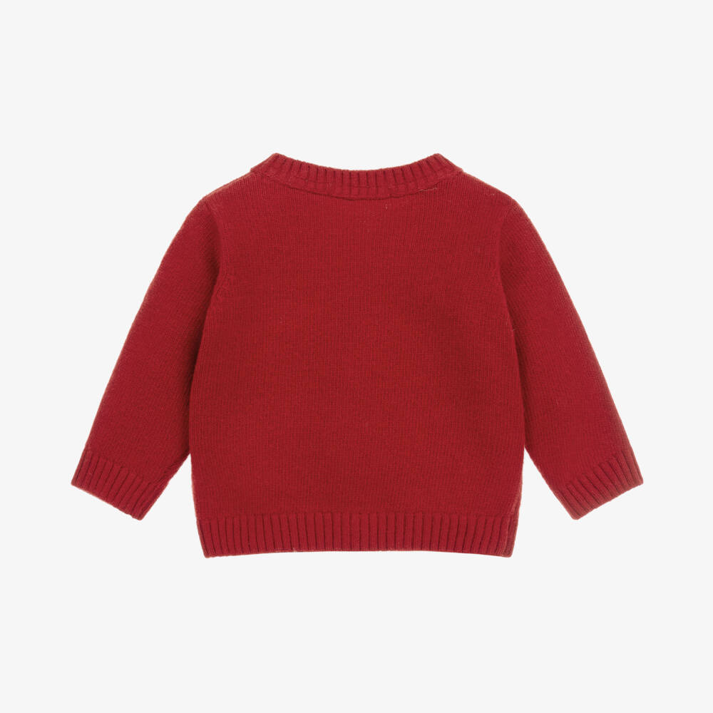 Dr. Kid-Boys Red Cotton & Wool Cardigan | Childrensalon Outlet