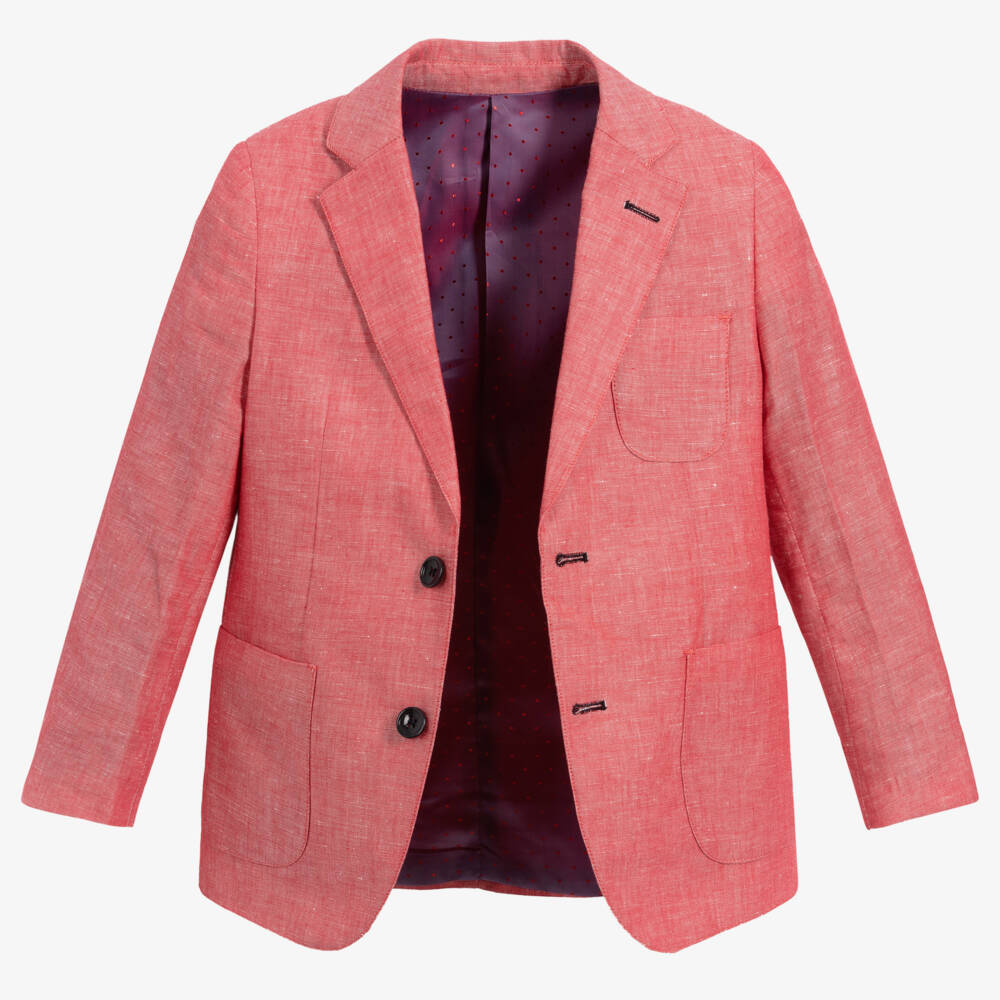 Romano-Boys Red Linen Suit | Childrensalon Outlet