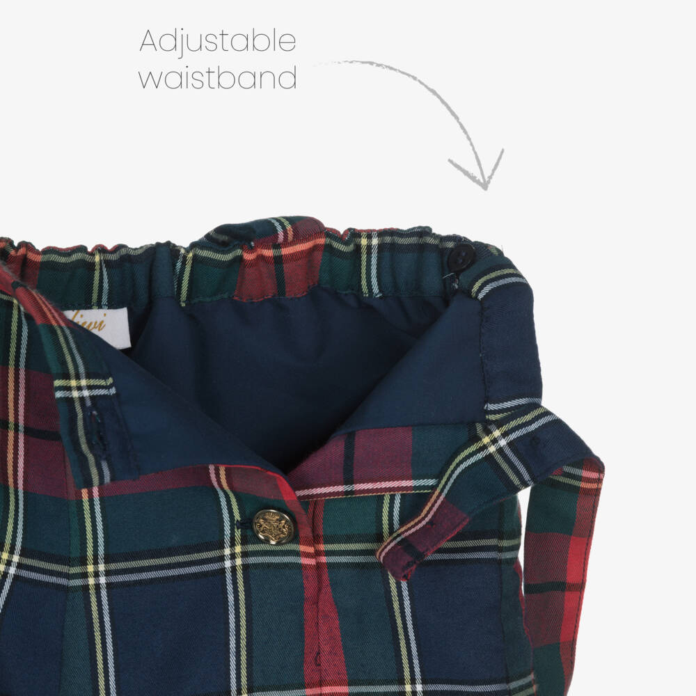 Kidiwi-Boys Red Tartan Cotton Shorts Set with Bow Tie | Childrensalon Outlet