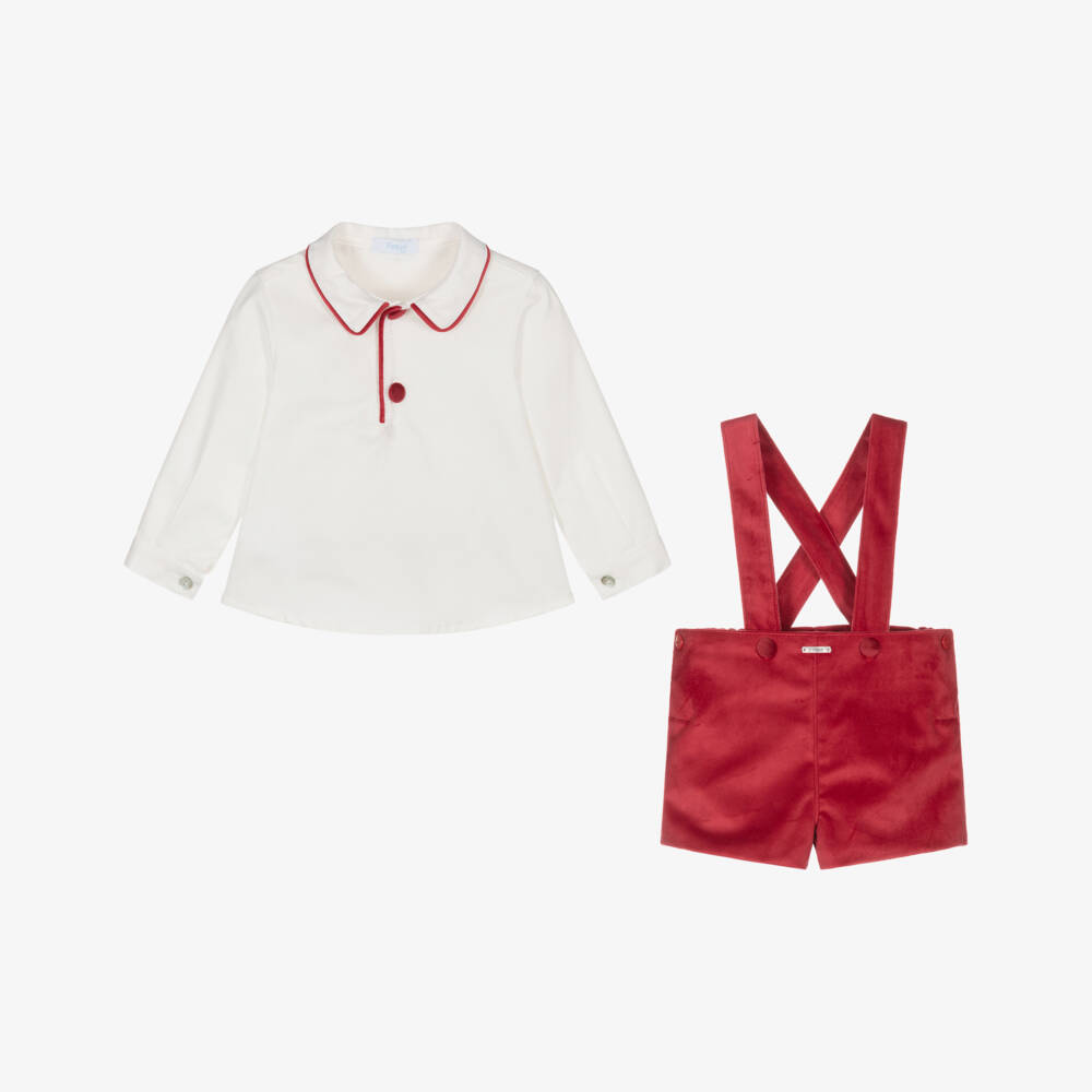Foque-Boys Red Velvet Shorts Set | Childrensalon Outlet