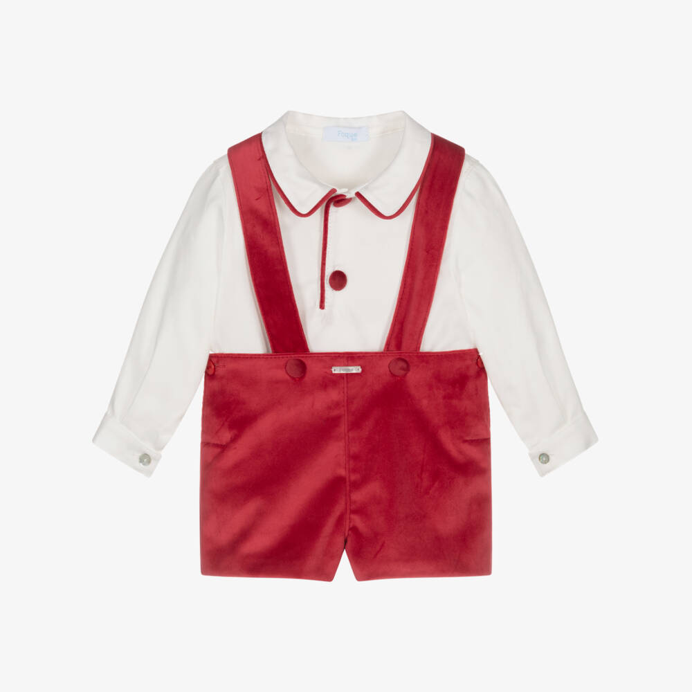 Foque-Boys Red Velvet Shorts Set | Childrensalon Outlet