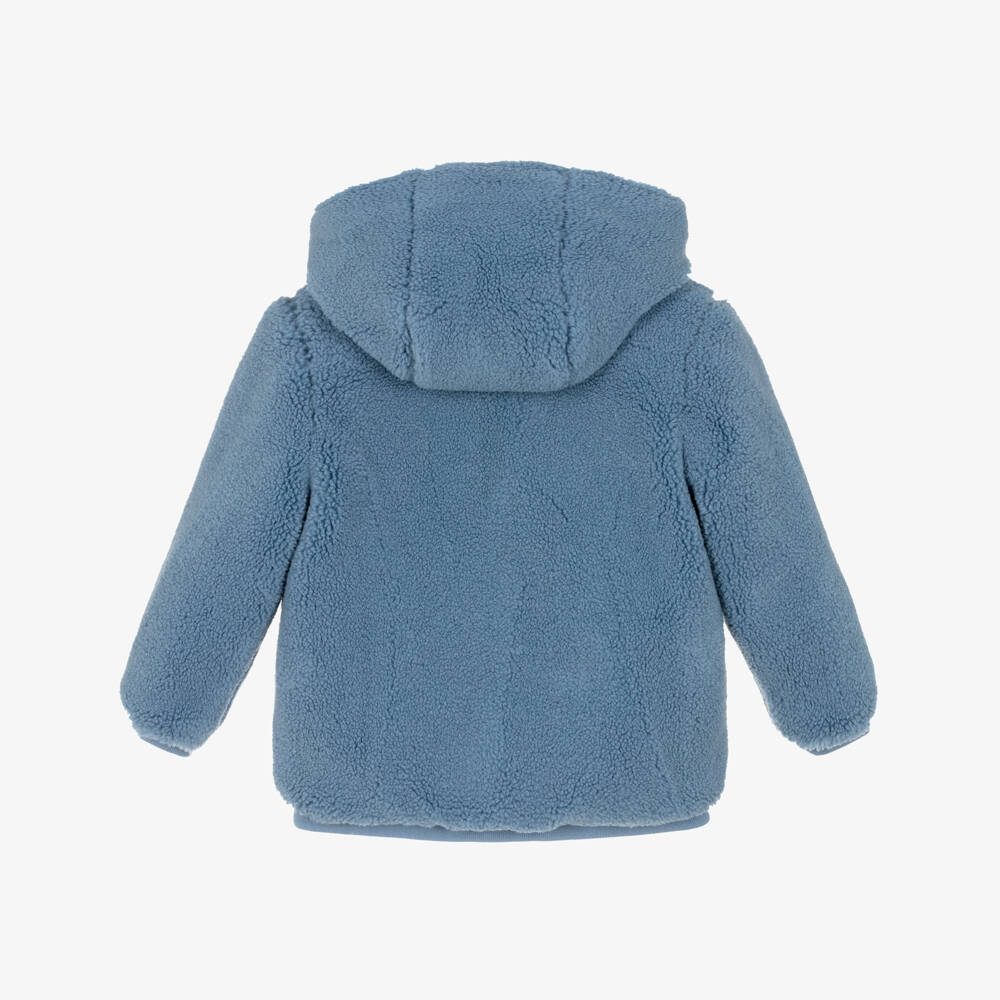Tartine et Chocolat-Boys Reversible Blue Fleece Puffer Jacket | Childrensalon Outlet
