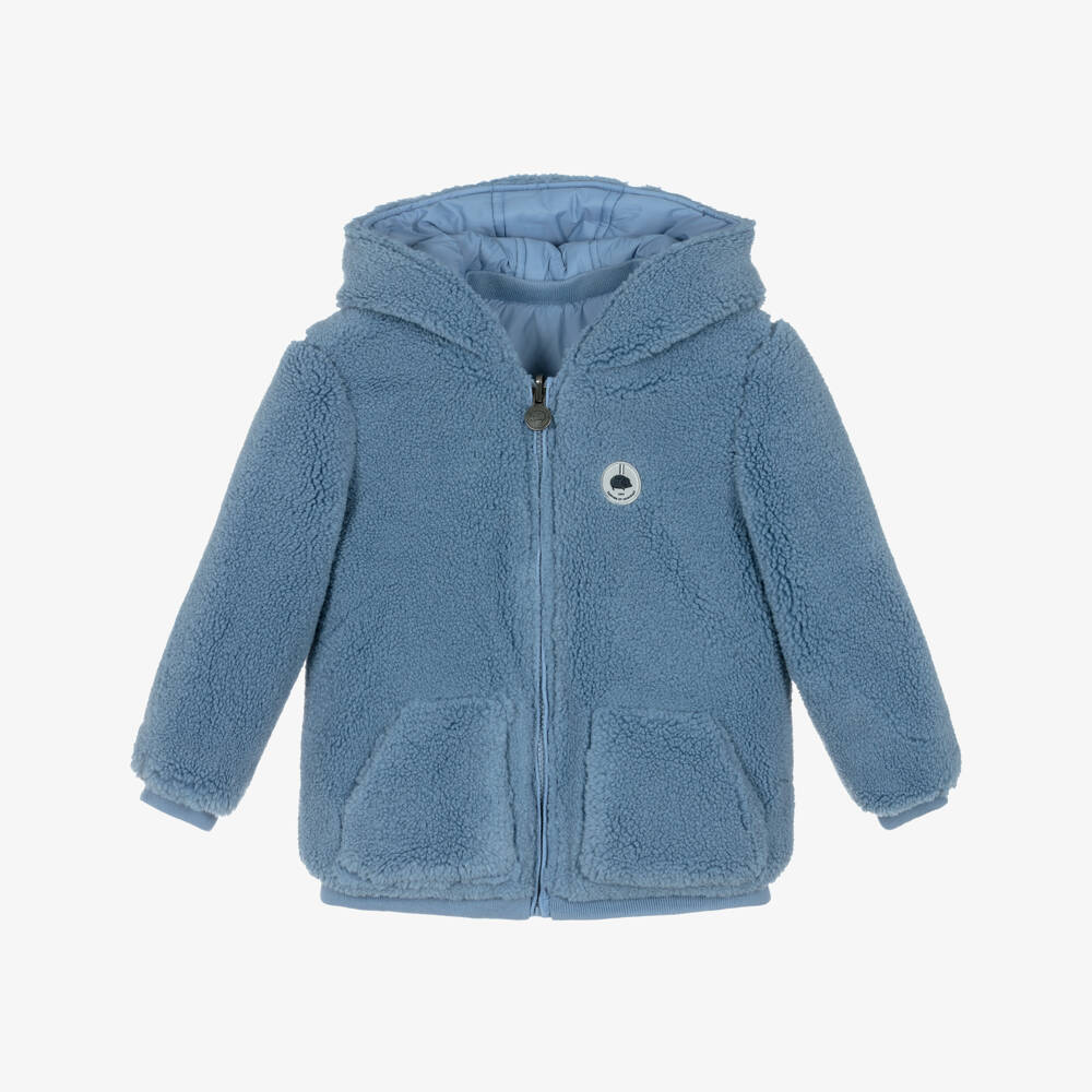 Tartine et Chocolat-Boys Reversible Blue Fleece Puffer Jacket | Childrensalon Outlet