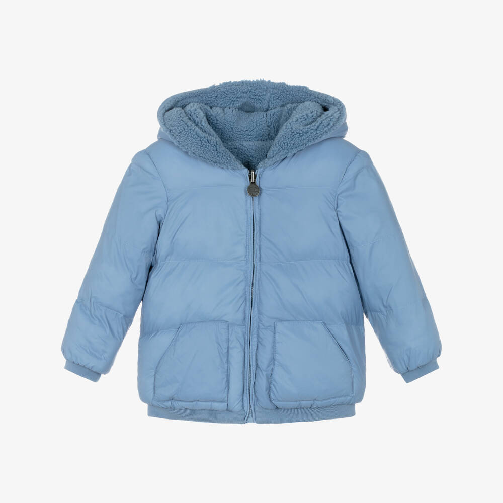 Tartine et Chocolat-Boys Reversible Blue Fleece Puffer Jacket | Childrensalon Outlet