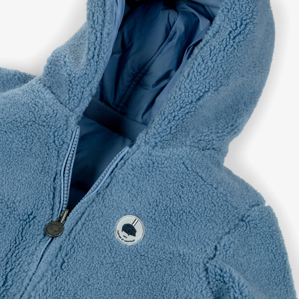 Tartine et Chocolat-Boys Reversible Blue Fleece Puffer Jacket | Childrensalon Outlet
