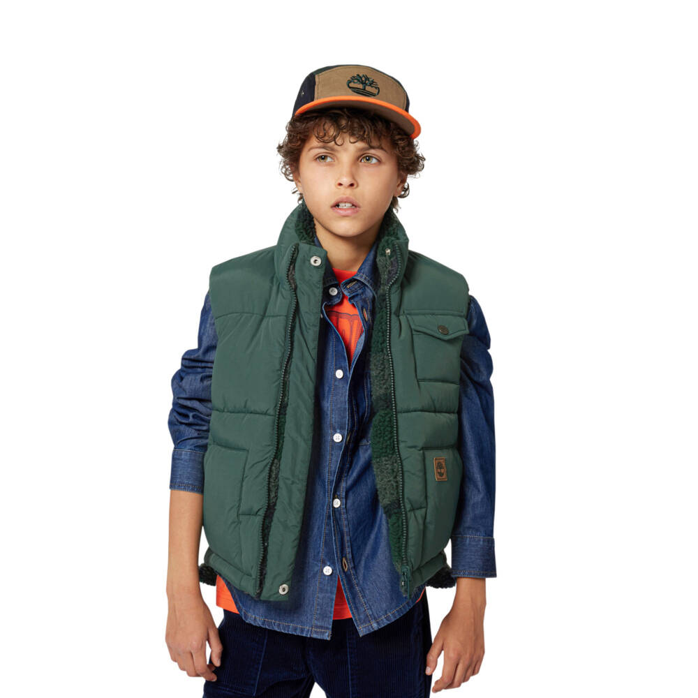 Timberland-Boys Reversible Green Padded Gilet | Childrensalon Outlet