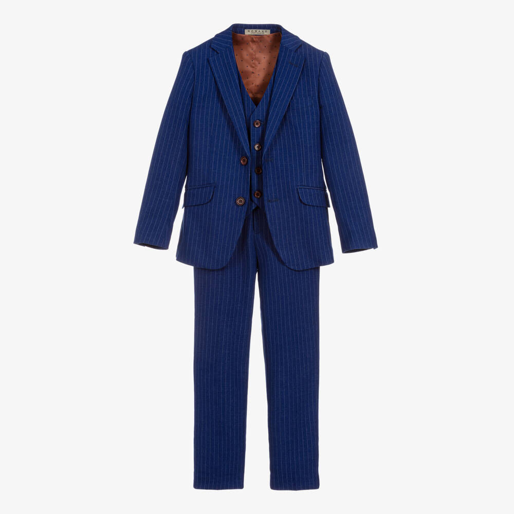 Romano-Boys Royal Blue Pinstripe Suit | Childrensalon Outlet