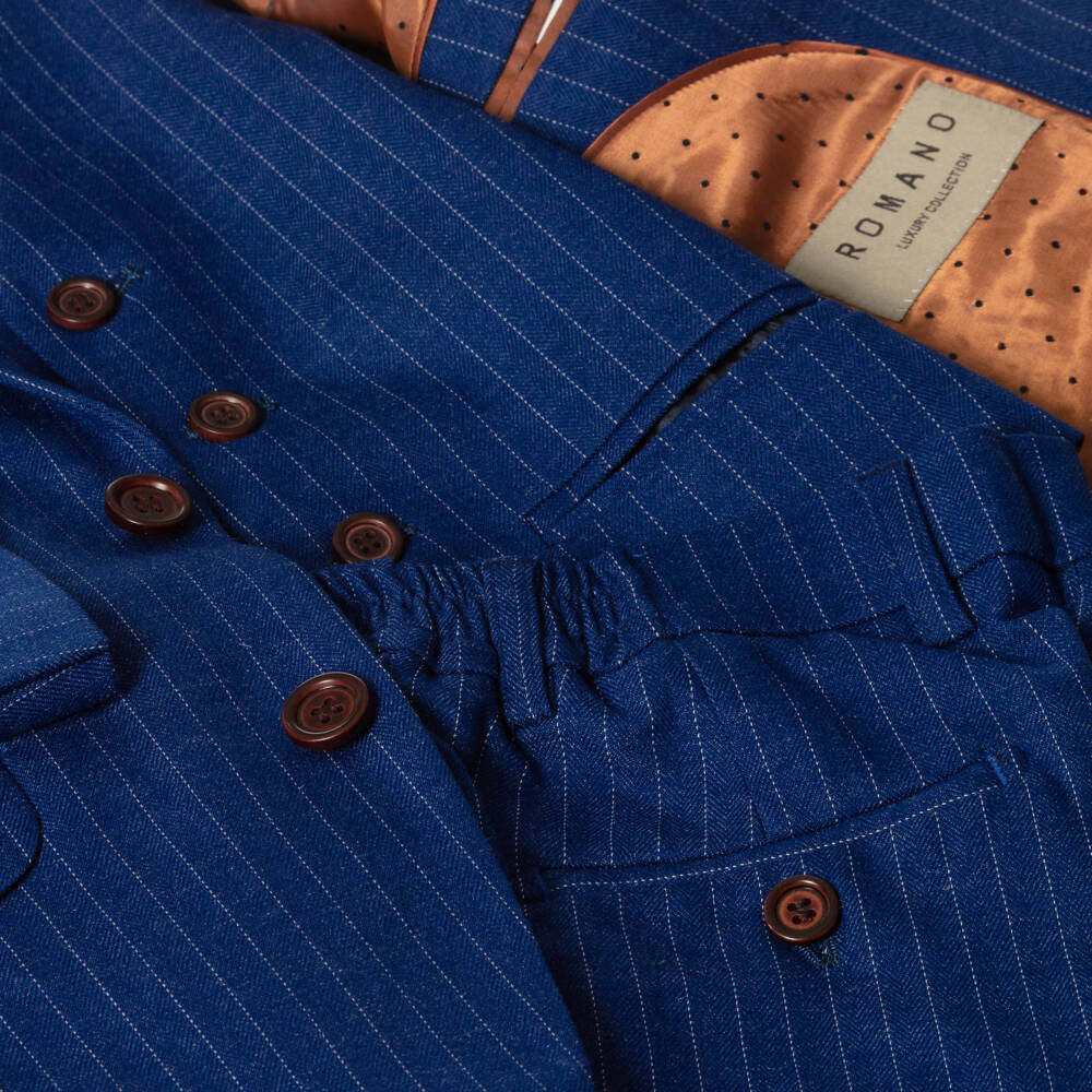 Romano-Boys Royal Blue Pinstripe Suit | Childrensalon Outlet