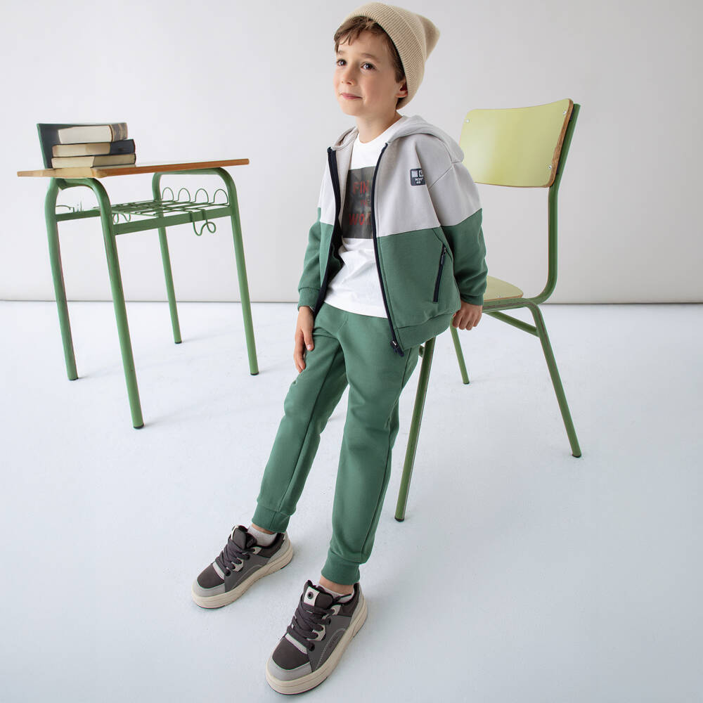 Mayoral-Boys Sage Green Cotton Jersey Joggers | Childrensalon Outlet