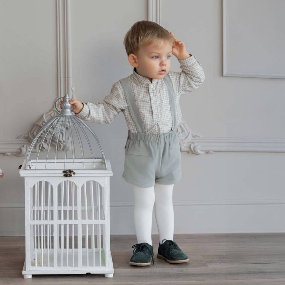 Miranda-Boys Sage Green Needlecord Shorts Set | Childrensalon Outlet