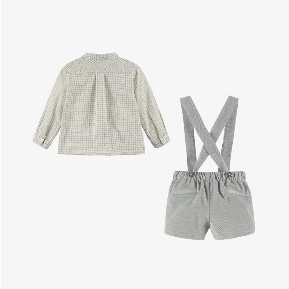 Miranda-Boys Sage Green Needlecord Shorts Set | Childrensalon Outlet