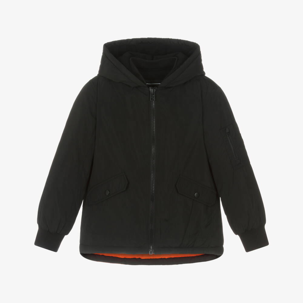 iDO-Boys Silky Black Waterproof Coat with Hood | Childrensalon Outlet