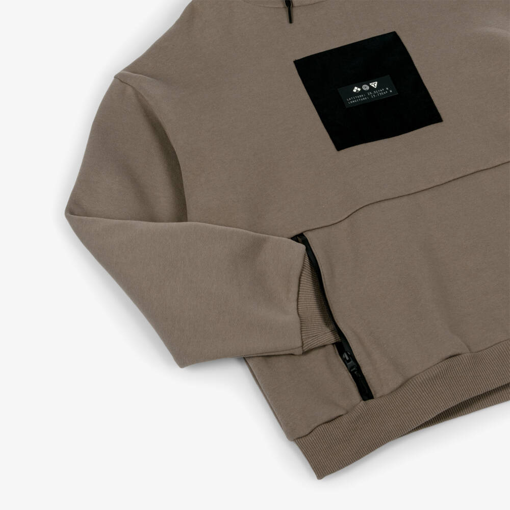 Mayoral Nukutavake-Boys Taupe Zipped Pocket Jersey Hoodie | Childrensalon Outlet