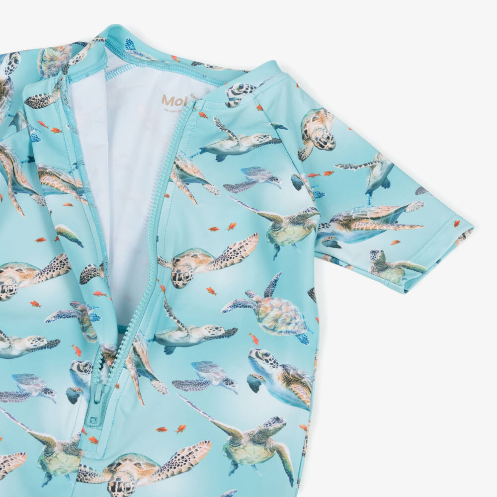 Molo-Boys Turquoise Blue Turtles Sun Suit (UPF50+) | Childrensalon Outlet
