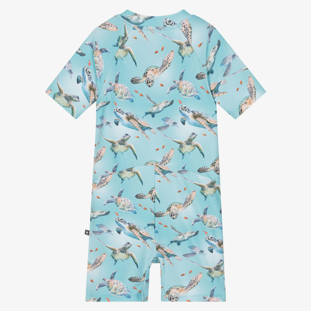 Molo-Boys Turquoise Blue Turtles Sun Suit (UPF50+) | Childrensalon Outlet