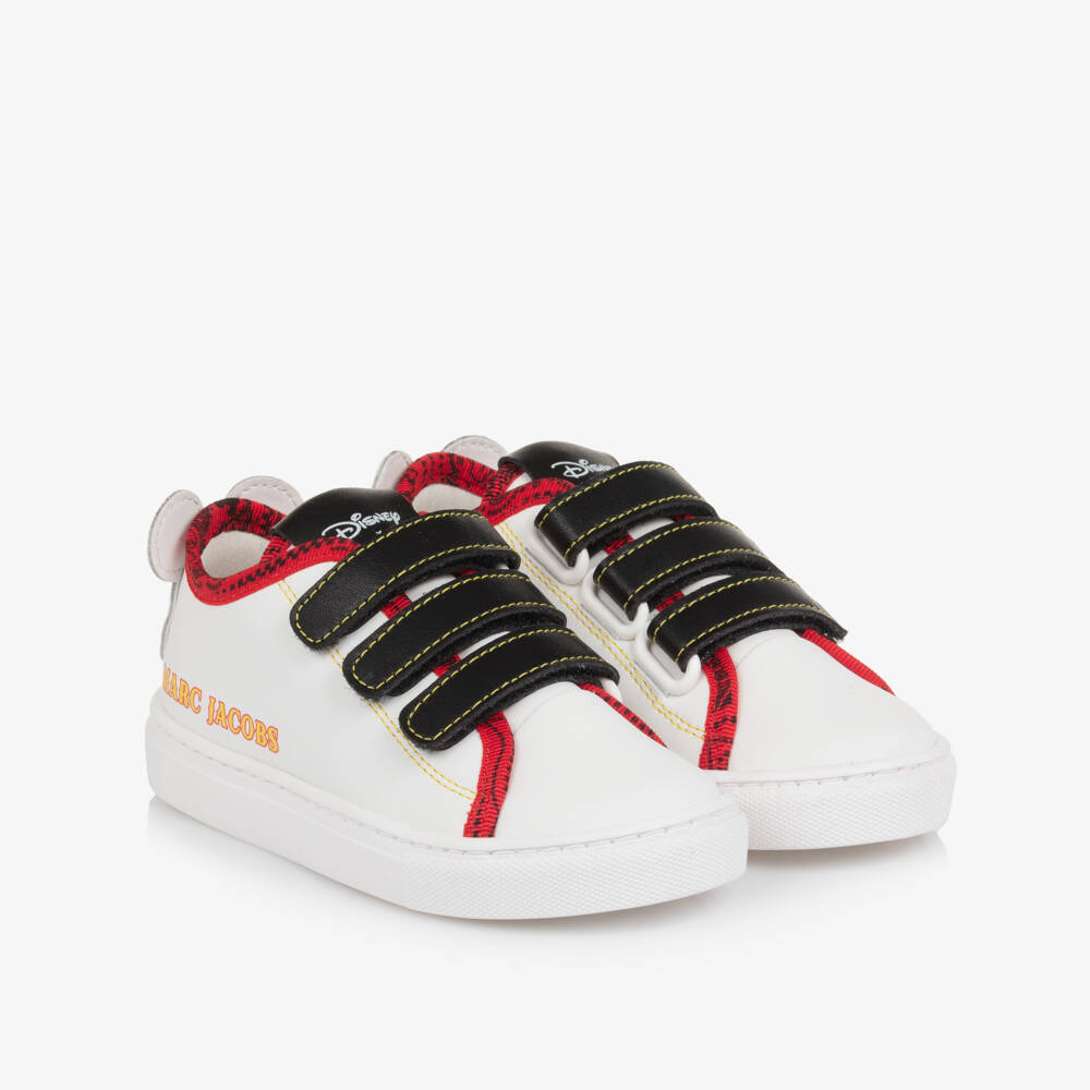 MARC JACOBS- Boys White & Black Leather Mickey Mouse Trainers | Childrensalon Outlet