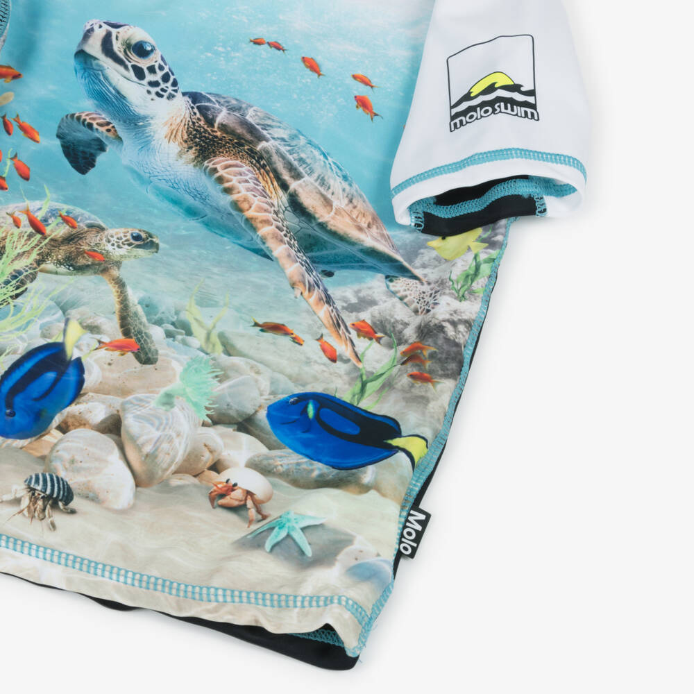Molo-Boys White & Blue Ocean Swim Top (UPF50+) | Childrensalon Outlet