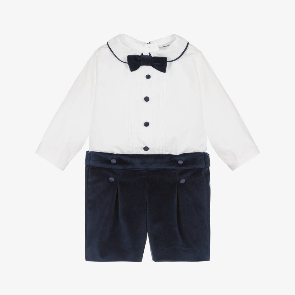 Beatrice & George-Комплект из синего бархата для мальчиков | Childrensalon Outlet