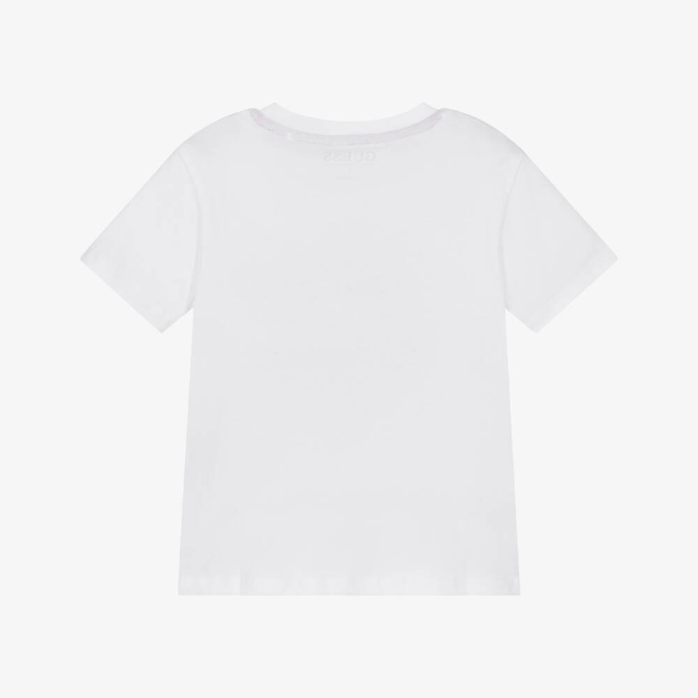 Guess-Boys White Cotton Cartoon Logo T-Shirt | Childrensalon Outlet