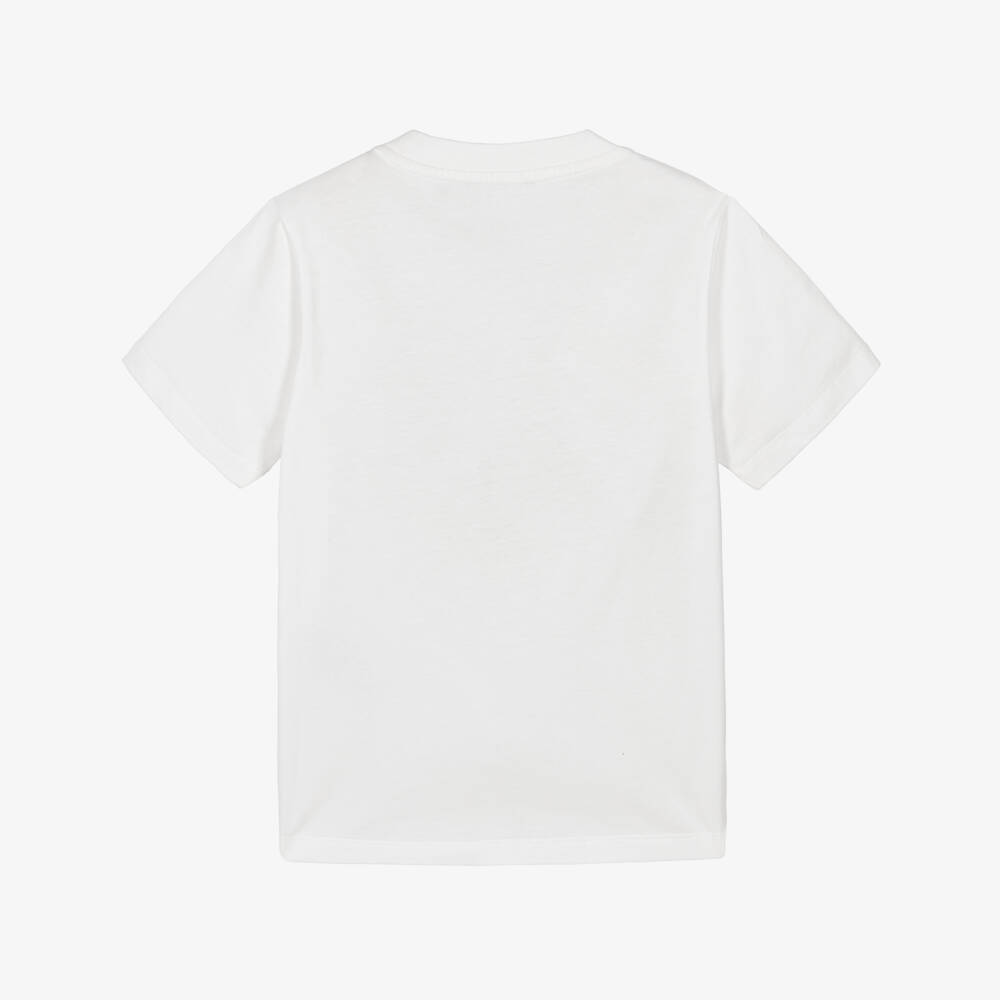 Emporio Armani-Boys White Cotton Embossed Logo T-Shirt | Childrensalon Outlet