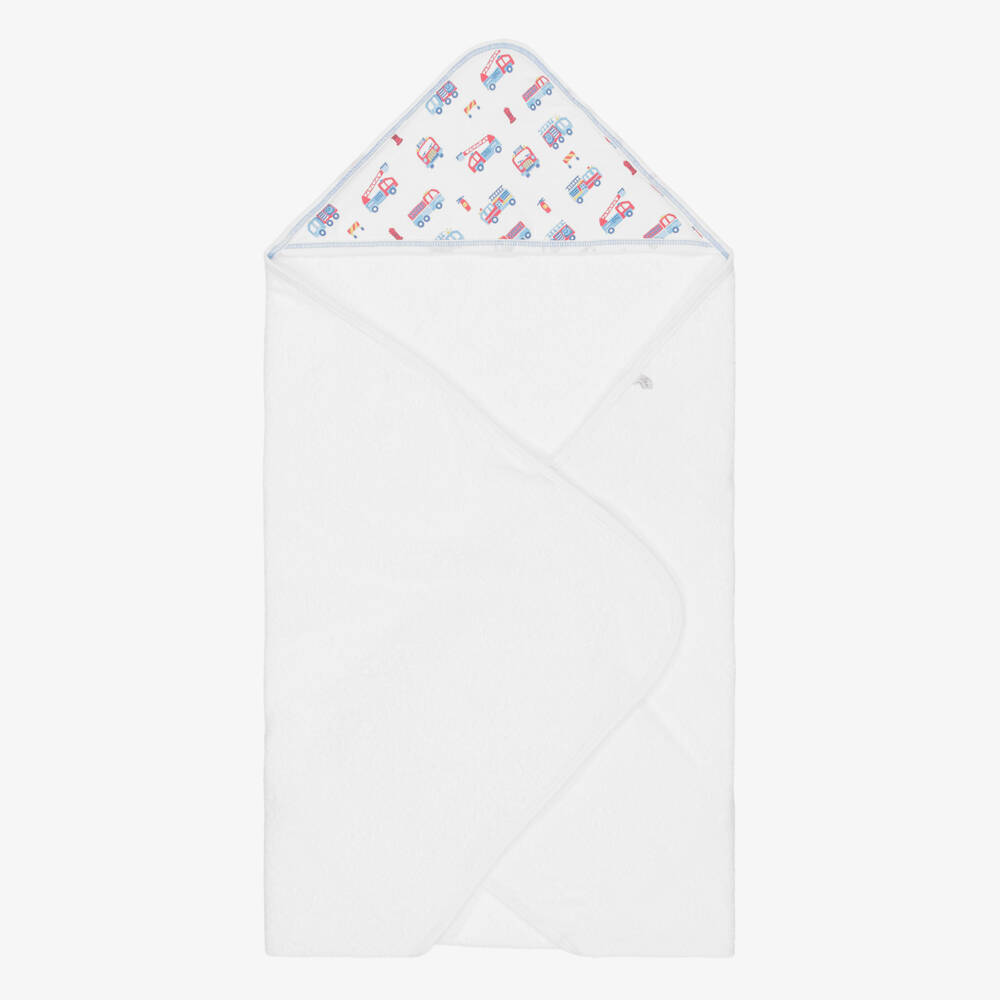 Kissy Kissy-Boys White Cotton Fight The Fire Hooded Towel & Mitt Set | Childrensalon Outlet