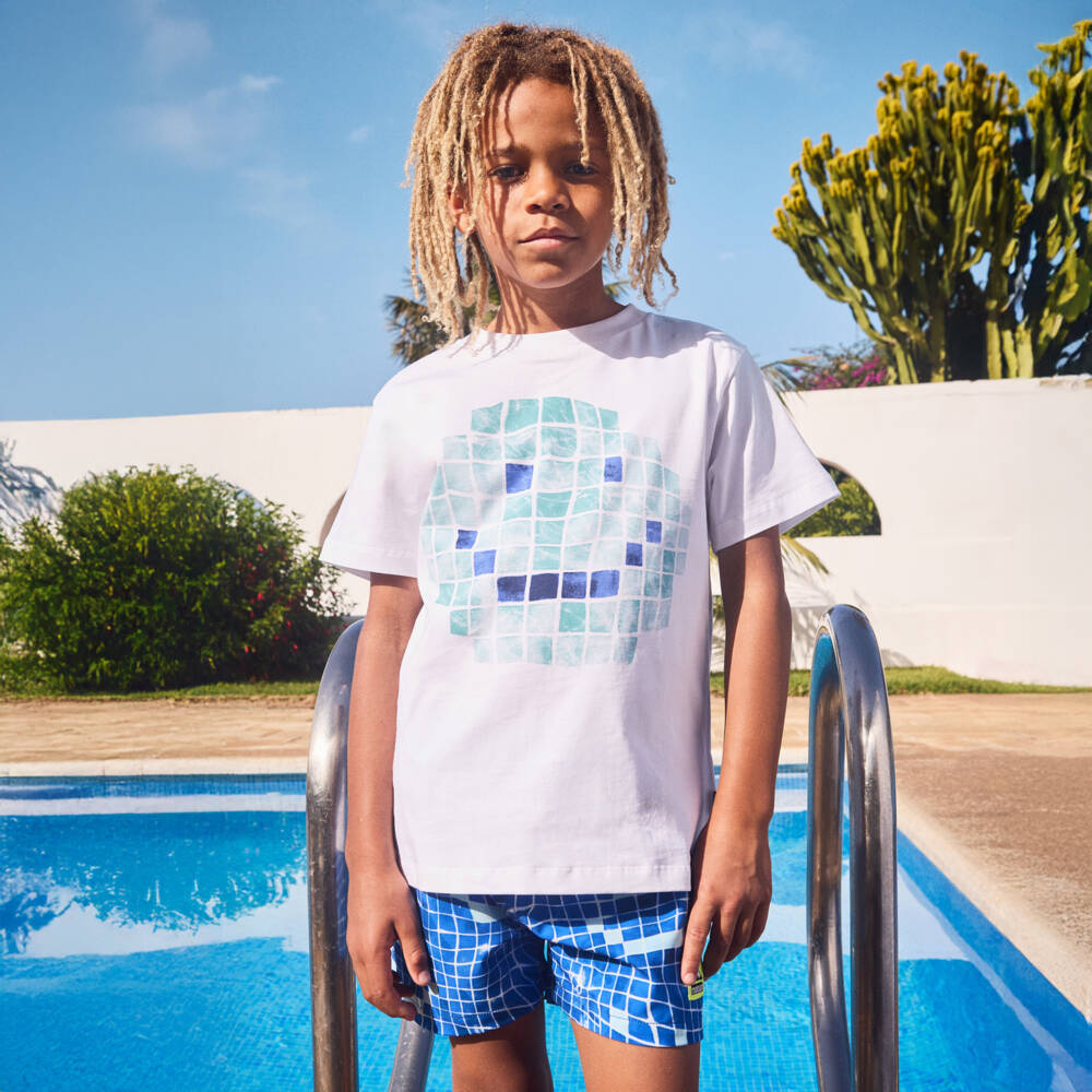 Molo-Boys White Cotton Happy Face T-Shirt | Childrensalon Outlet