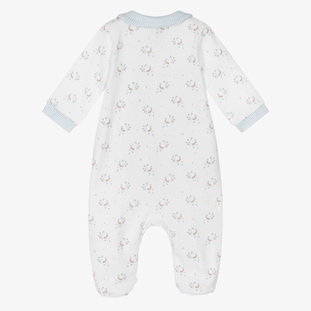 Babidu-Boys White Cotton Jersey Babygrow with Bunny Print | Childrensalon Outlet