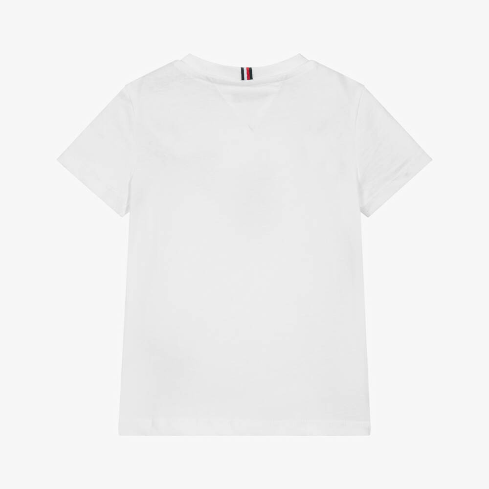 Tommy Hilfiger-Boys White Cotton Logo Graphic T-Shirt | Childrensalon Outlet