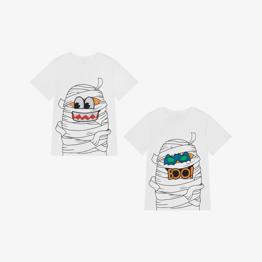 Stella McCartney Kids-Boys White Cotton Mummy T-Shirt | Childrensalon Outlet