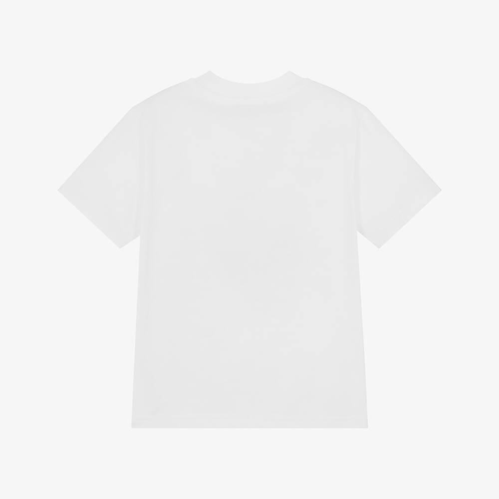 DKNY-Boys White Cotton Sticky Tape Logo T-Shirt | Childrensalon Outlet