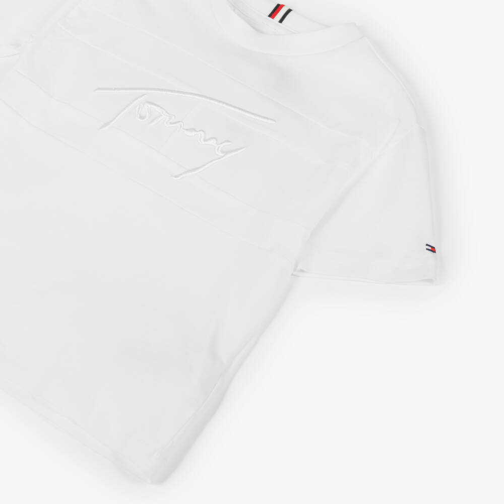 Tommy Hilfiger-Футболка из белого хлопка с логотипом для мальчиков | Childrensalon Outlet