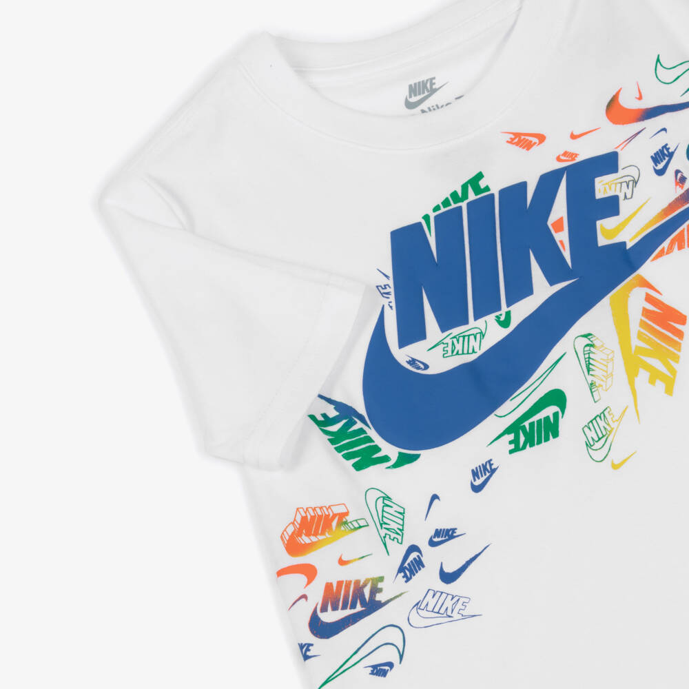 Nike-Boys White Graphic Logo Print T-Shirt | Childrensalon Outlet